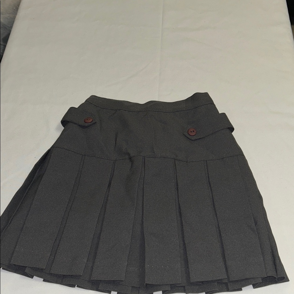 Girls' Pleated School Skort in Charcoal Gray